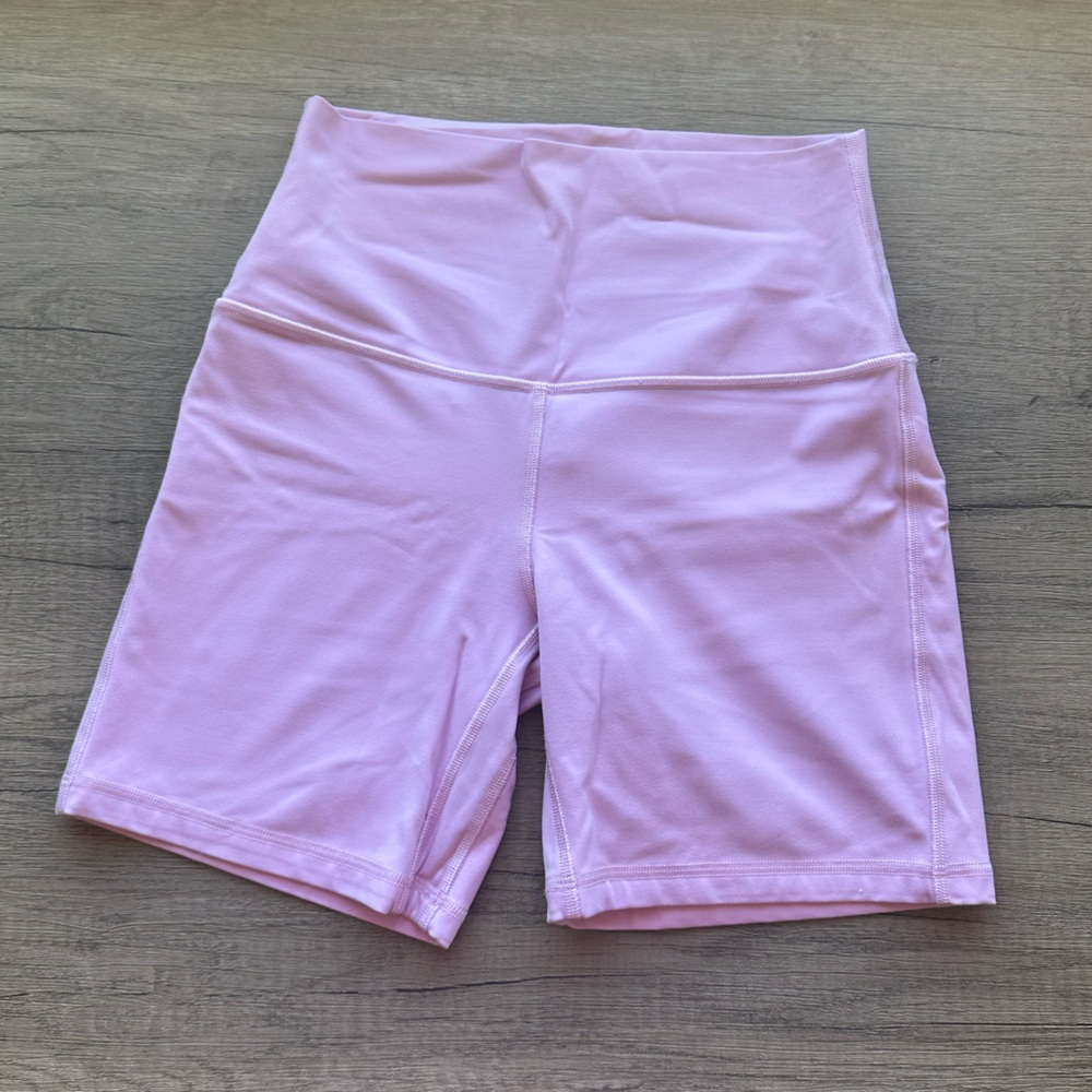 Light Pink Lululemon Align Bike Shorts